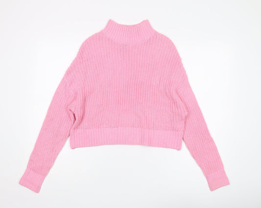 H&M Women’s Pink Mock Neck Pullover Jumper XS