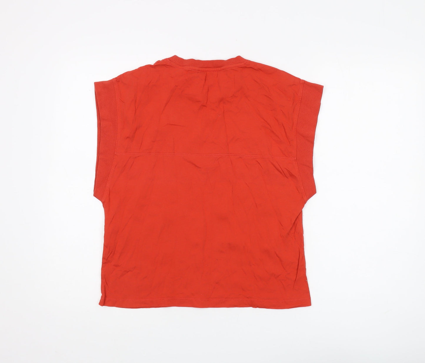 Zara Women's Red Sleeveless Crew Neck T-Shirt