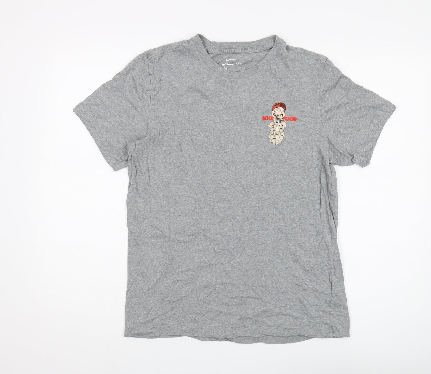 Nike Men's Grey Graphic Print Cotton T-Shirt, Size M