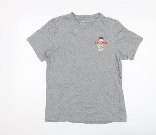 Nike Men's Grey Graphic Print Cotton T-Shirt, Size M
