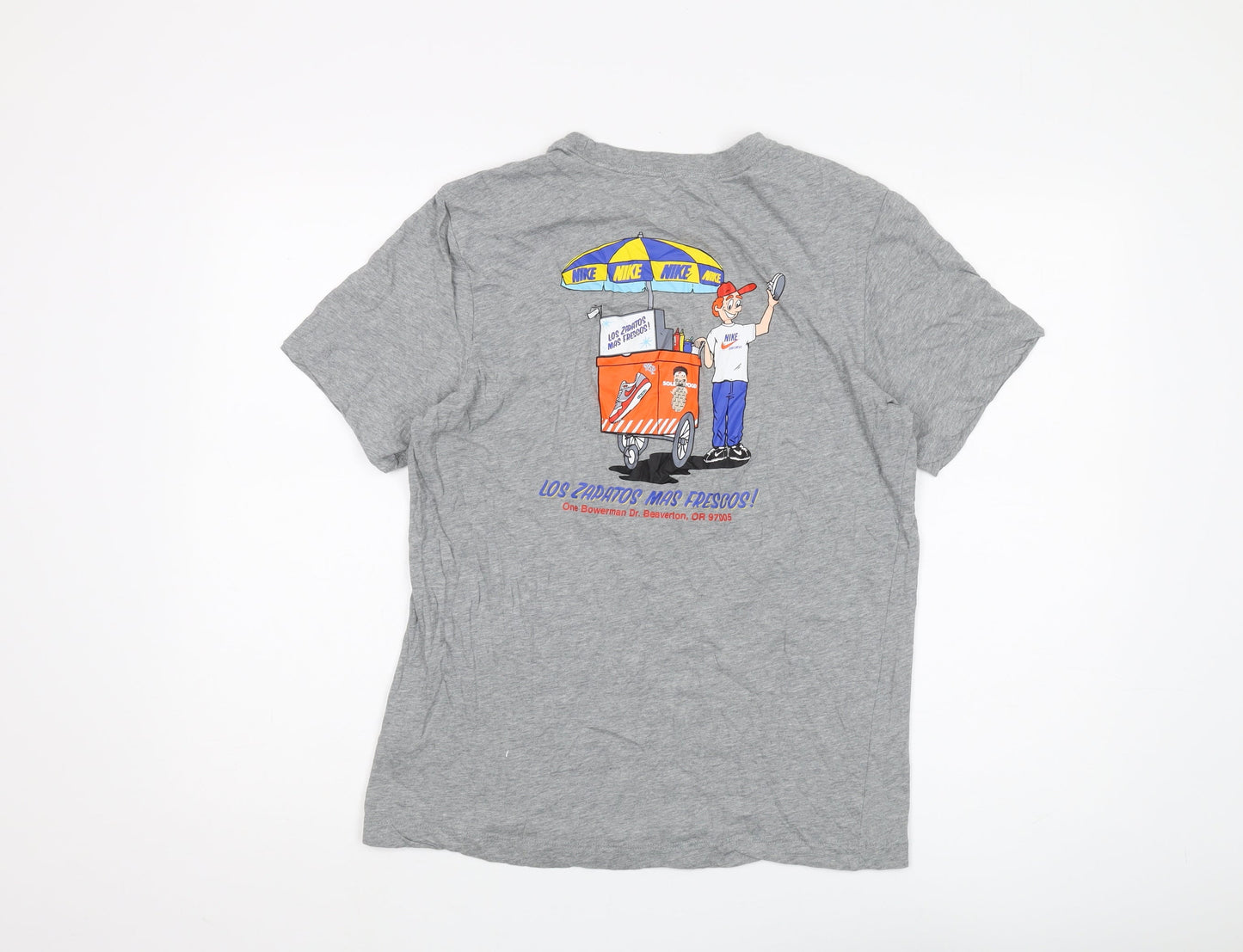 Nike Men's Grey Graphic Print Cotton T-Shirt, Size M