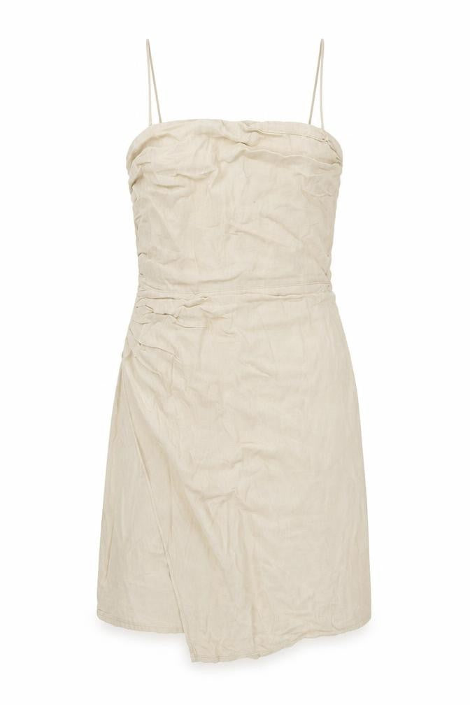 Zara Women's Beige Slip Dress, Size 10, Summery Linen Blend