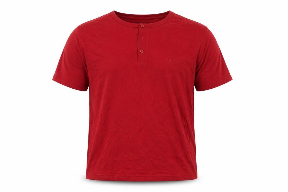 Lee Cooper Unisex Red Basic Henley T-Shirt S