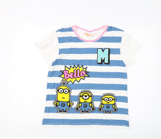 Preloved Despicable Me Teens Striped T-Shirt, Size L, Cartoon Themed - Front