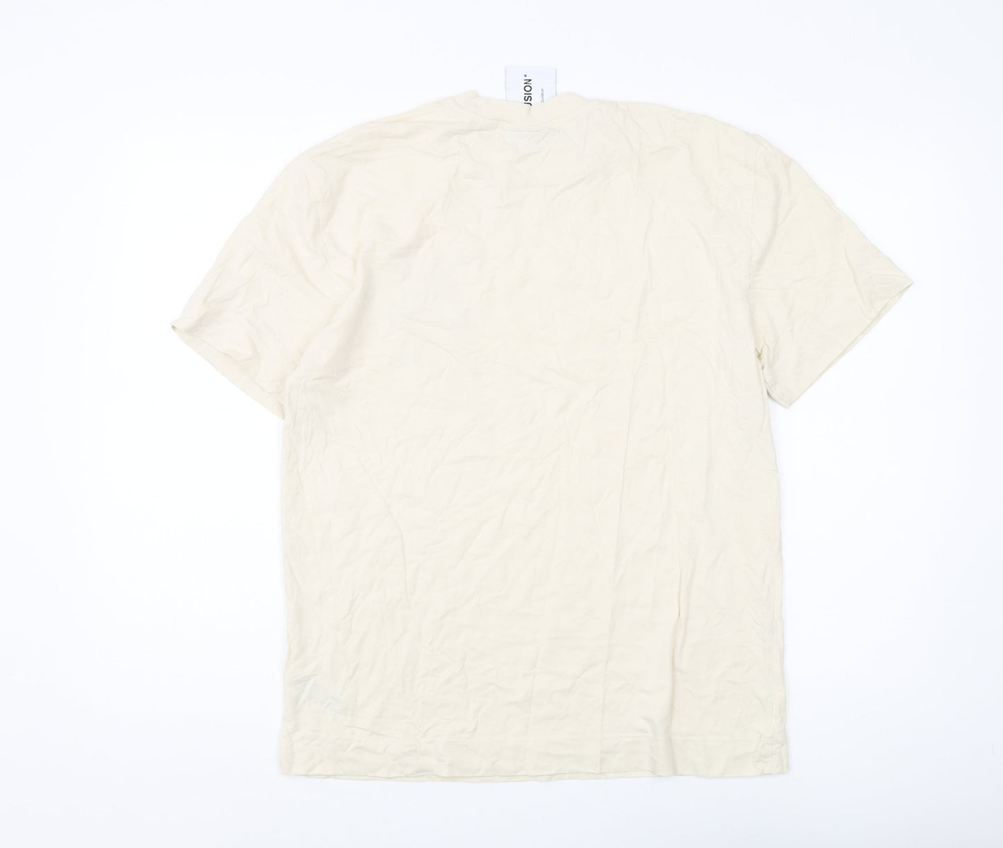 COLLUSION Men's Beige Cotton Crew Neck T-Shirt M