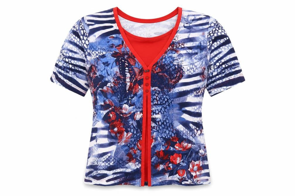 Rabe Women's Multicoloured V-Neck T-Shirt, Size 12