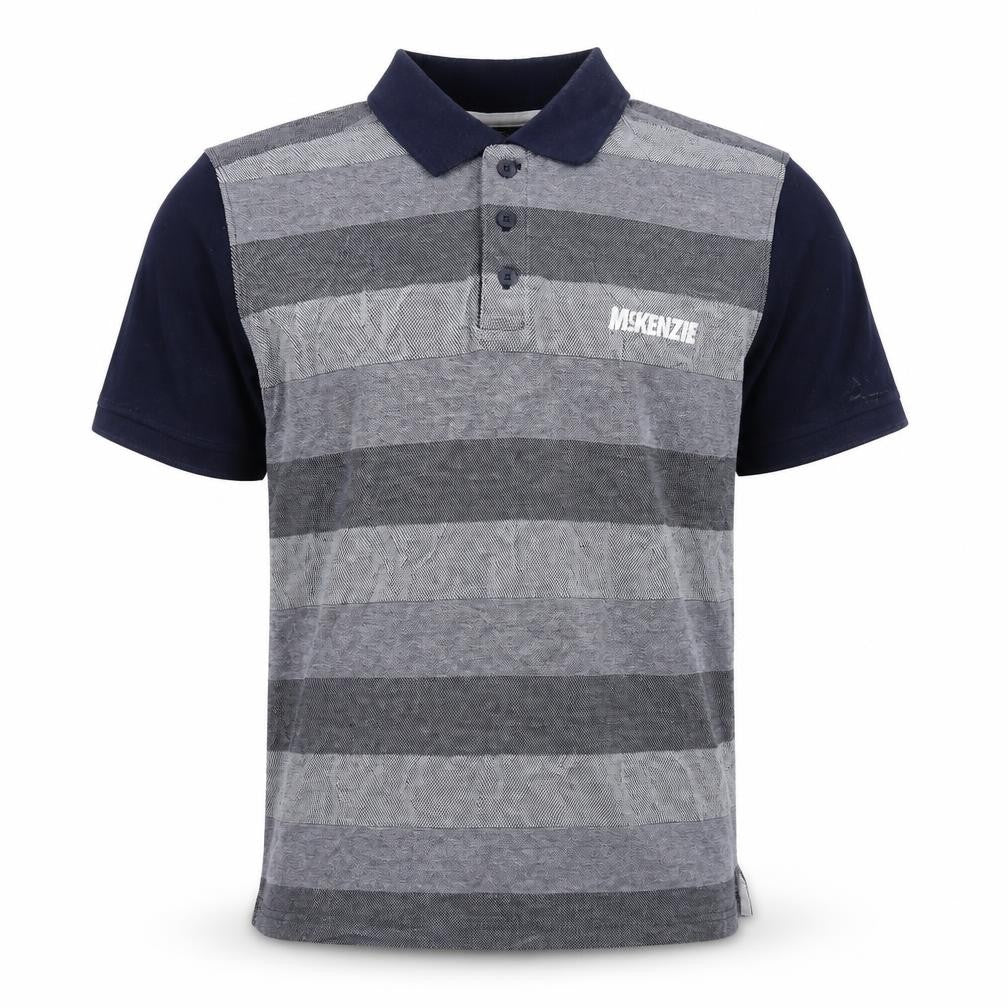 McKenzie Men's Grey Striped Polo, Size M, Cotton