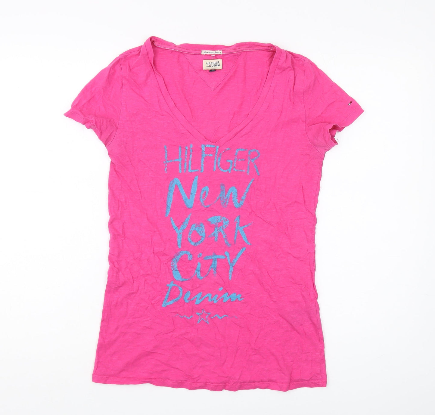 Hilfiger Denim Women's Pink V-Neck T-Shirt - Size M
