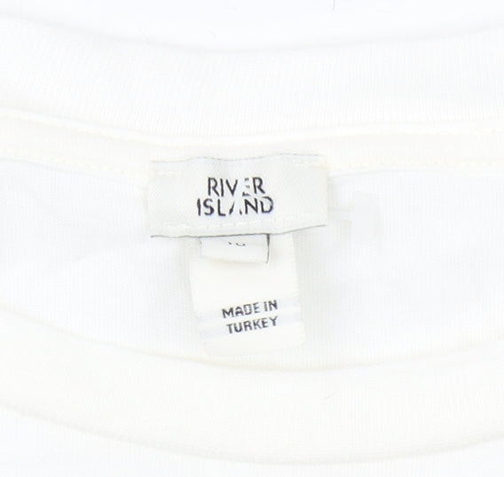 River Island Women's White T-Shirt Sz S Couture Design
