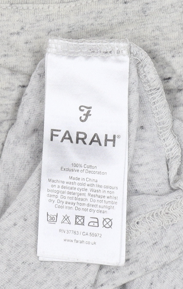 Farah Men's Grey XL Long Sleeve Cotton T-Shirt