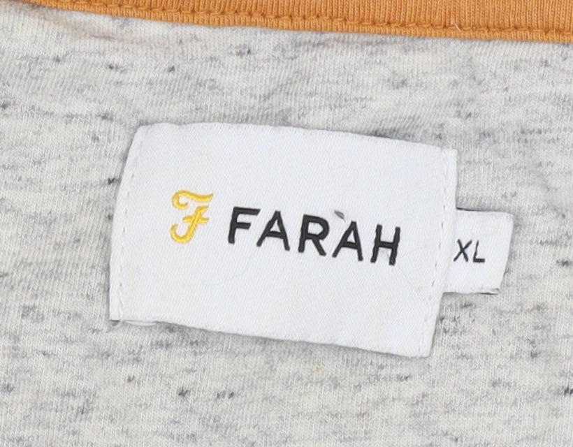Farah Men's Grey XL Long Sleeve Cotton T-Shirt