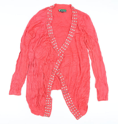 Sara Women's Pink Studded Cardigan Medium V-Neck