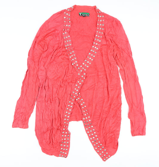 Sara Women's Pink Studded Cardigan Medium V-Neck