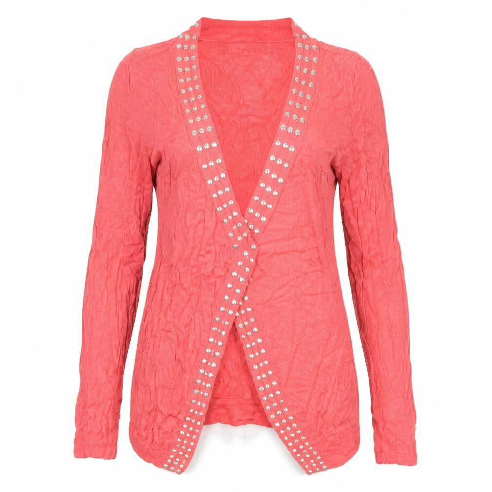 Sara Women's Pink Studded Cardigan Medium V-Neck