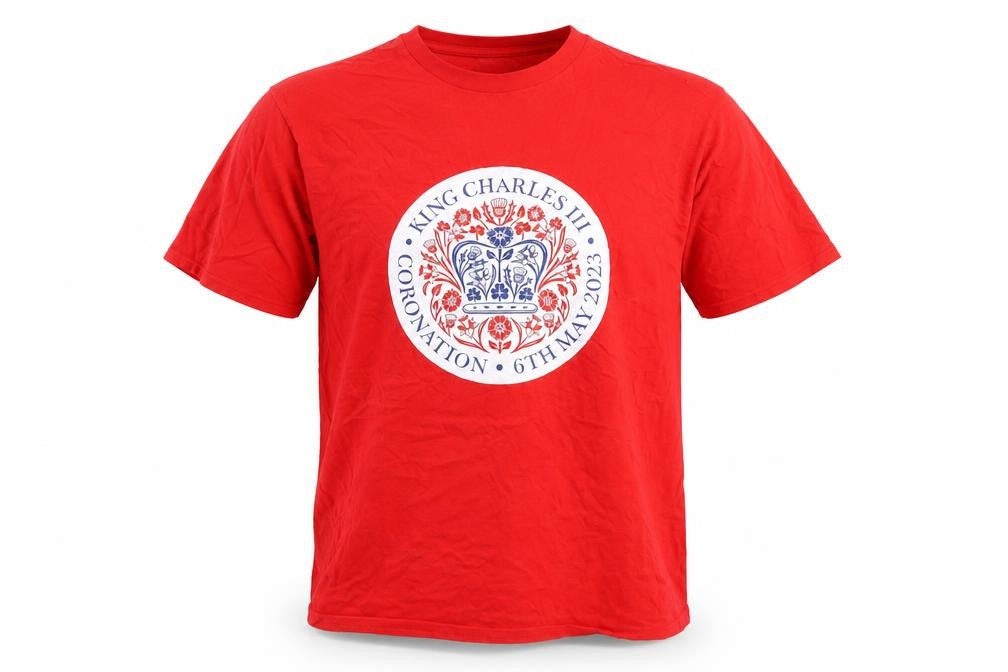 King Charles III Coronation Red Men's T-Shirt Size XL