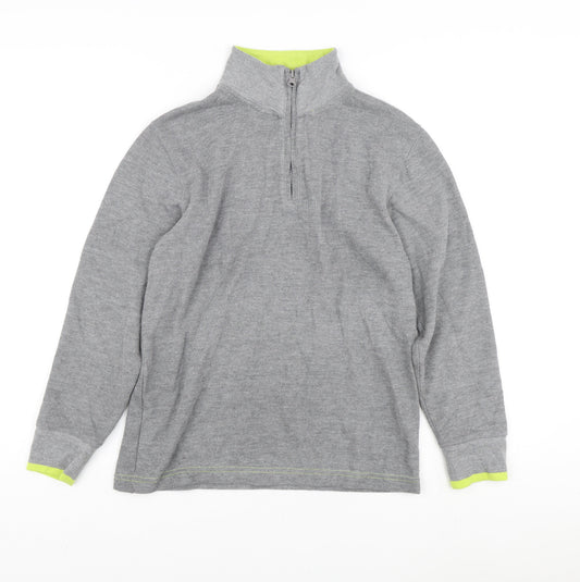 GapKids Boys Grey 1/4 Zip Sweatshirt, Size 12 Years, Casual Wear