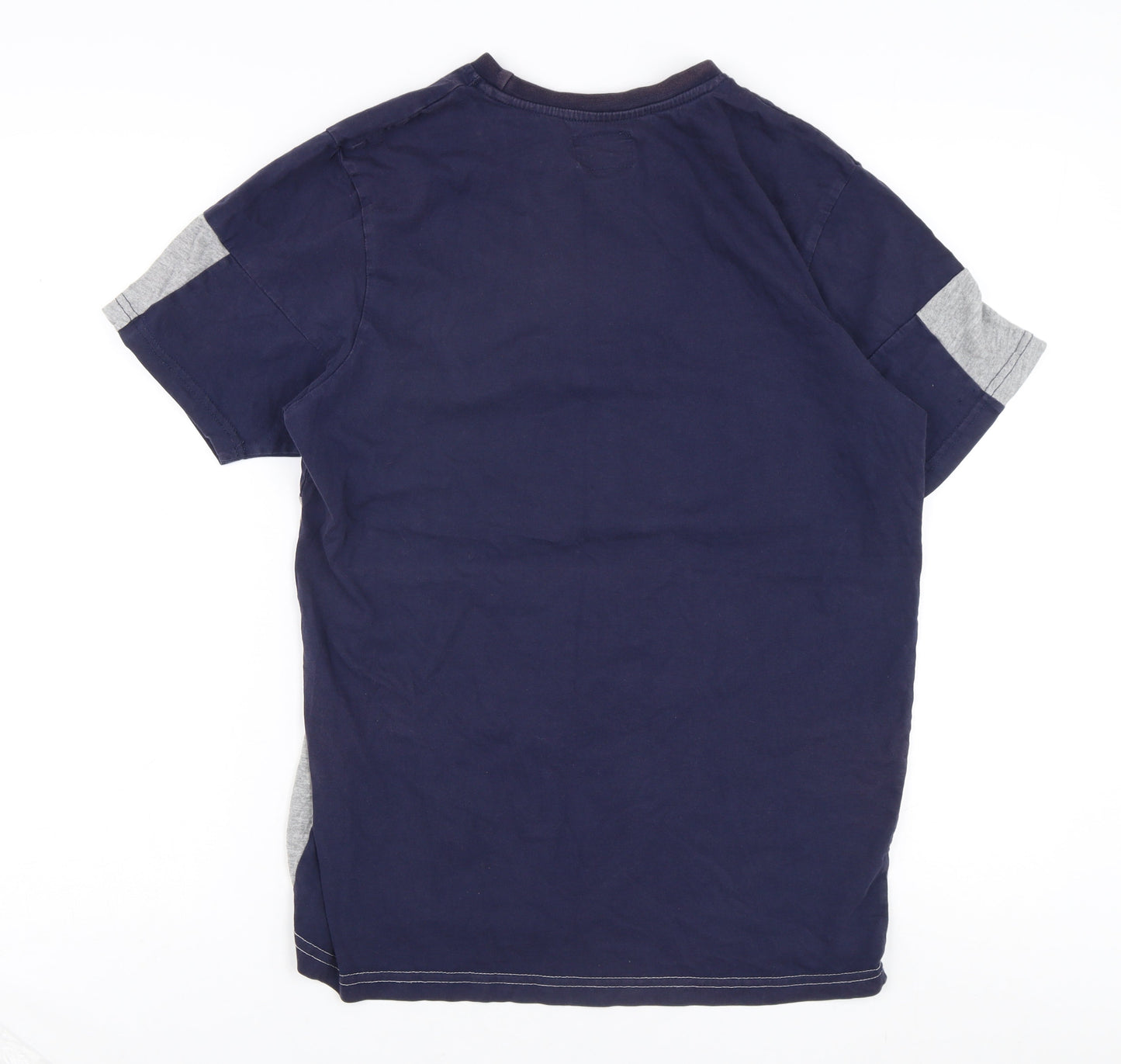 Henleys Men's Blue Grey Colourblock T-Shirt Size M