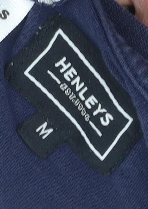 Henleys Men's Blue Grey Colourblock T-Shirt Size M
