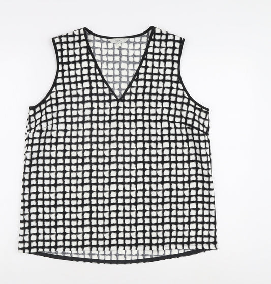 Next Women's Black Check Tank, Size 14, V-Neck Casual