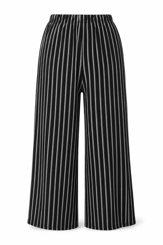 Apricot Women's Black Striped Wide-Leg Trousers, Size 8