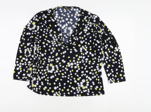 Precis Petite Women's Black Floral Wrap Blouse M