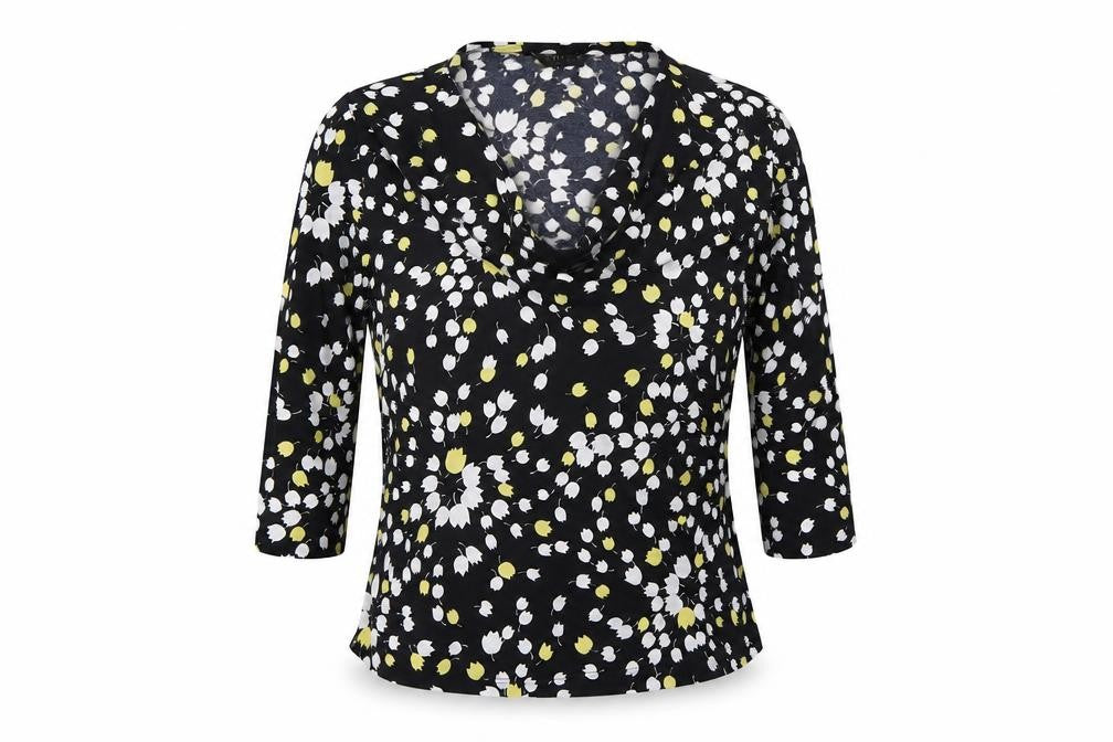Precis Petite Women's Black Floral Wrap Blouse M