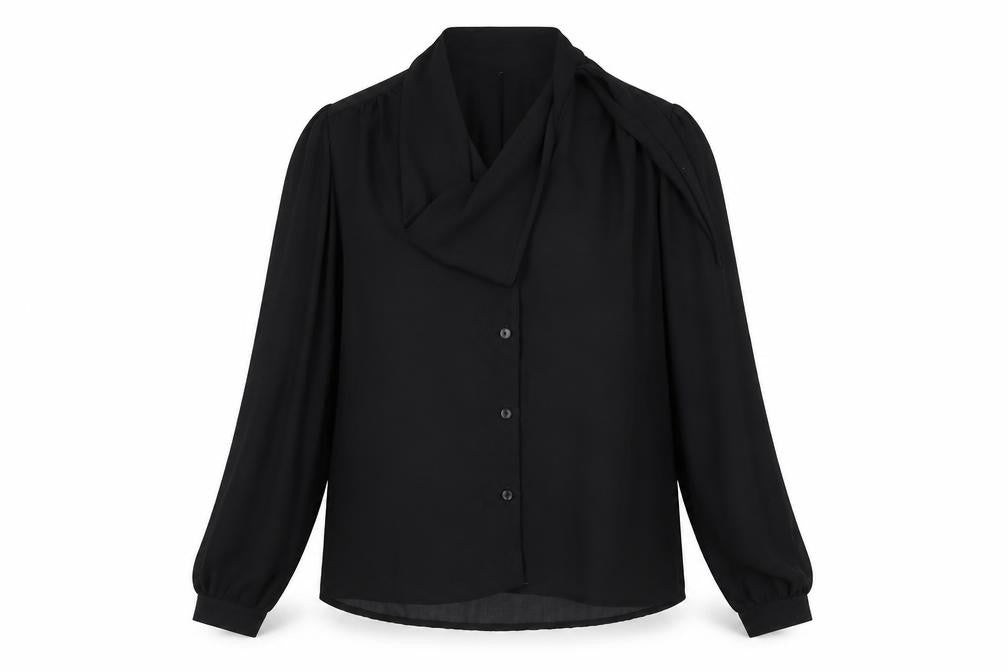 Jatima Women's Black Blouse Size 12 Long Sleeve Vintage