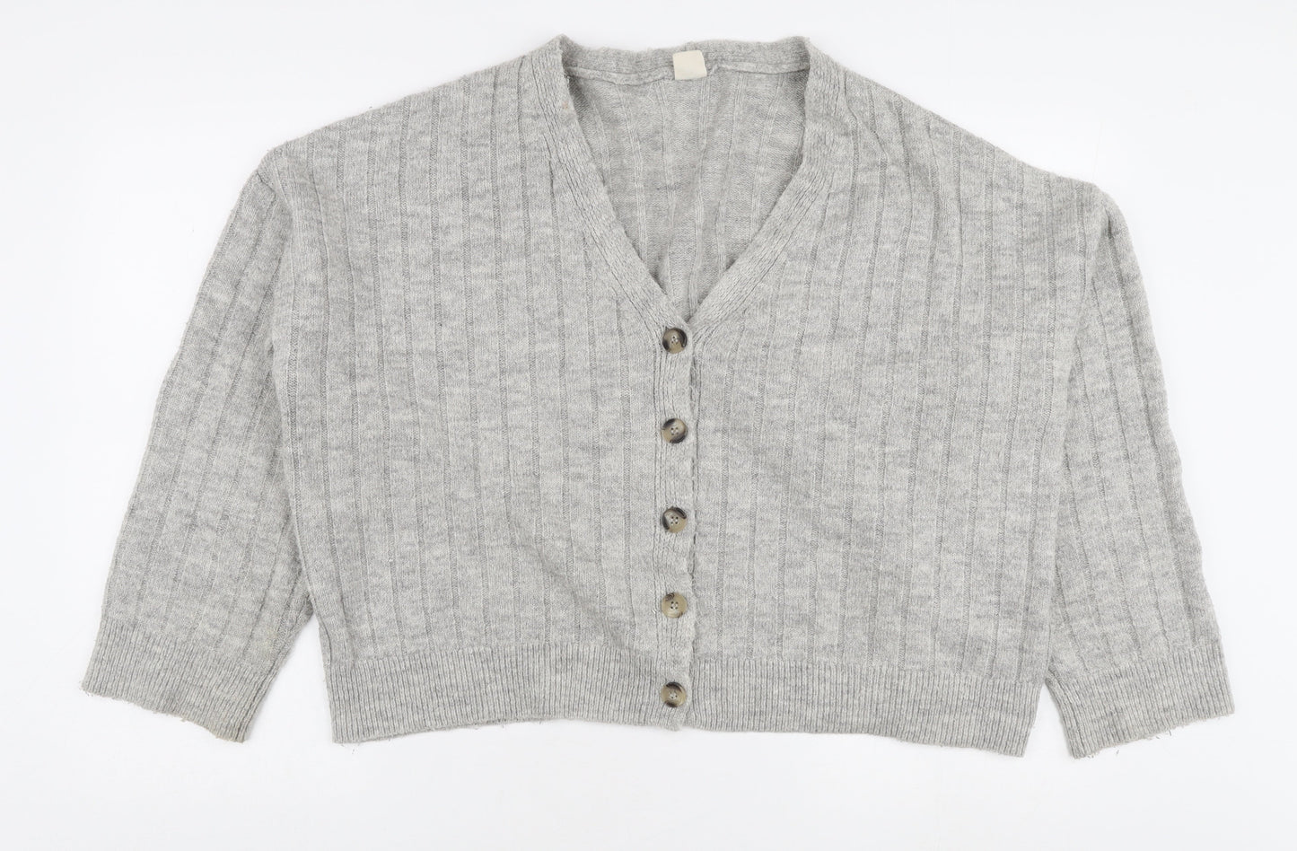 Urban Outfitters Women's Grey V-Neck Cardigan, Size L, Lightweight