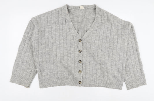 Urban Outfitters Women's Grey V-Neck Cardigan, Size L, Lightweight