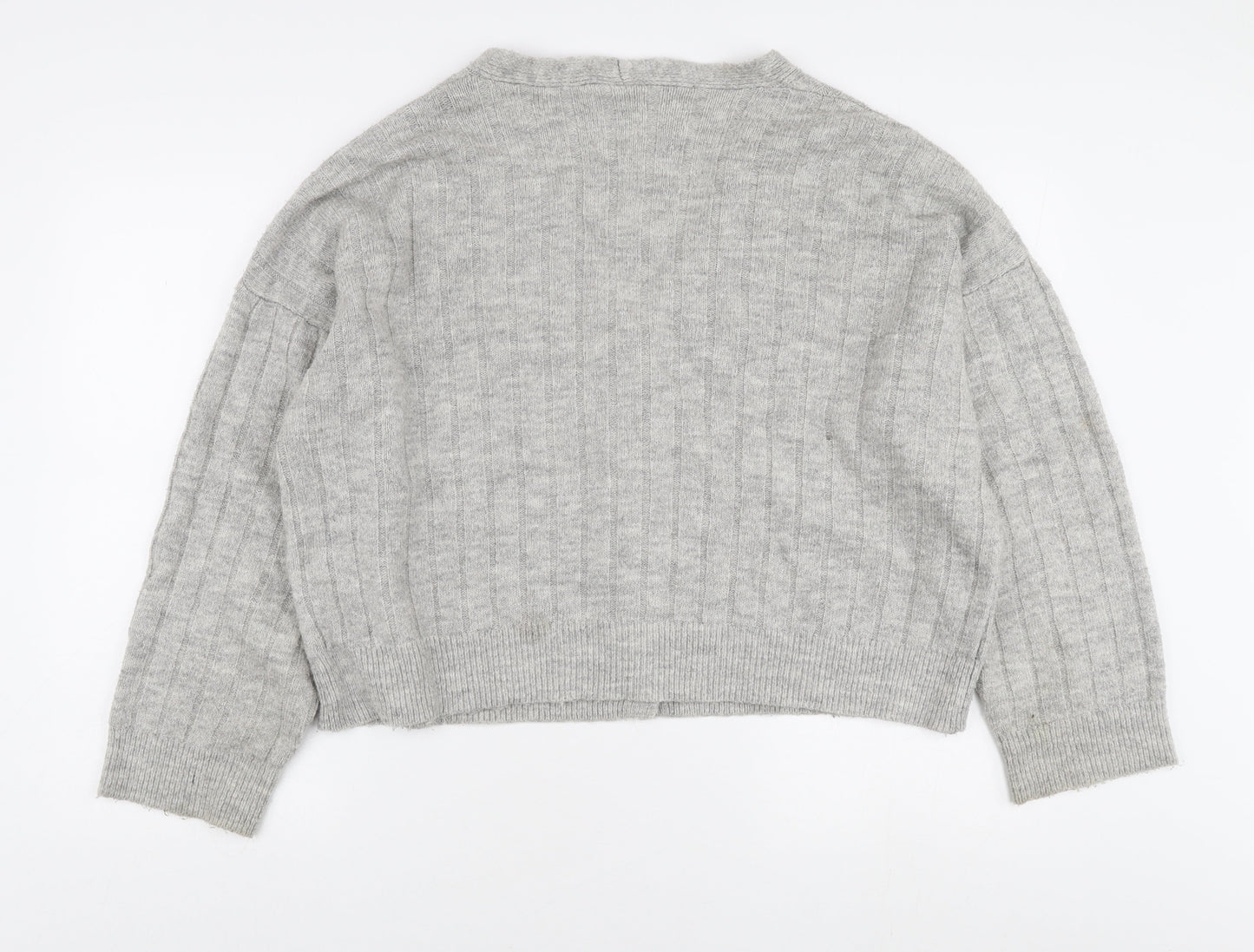 Urban Outfitters Women's Grey V-Neck Cardigan, Size L, Lightweight