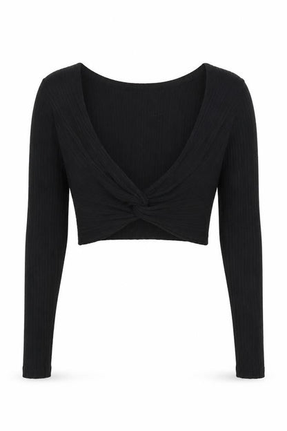 Front view of ASOS DESIGN Black Cropped Women's Knit Top