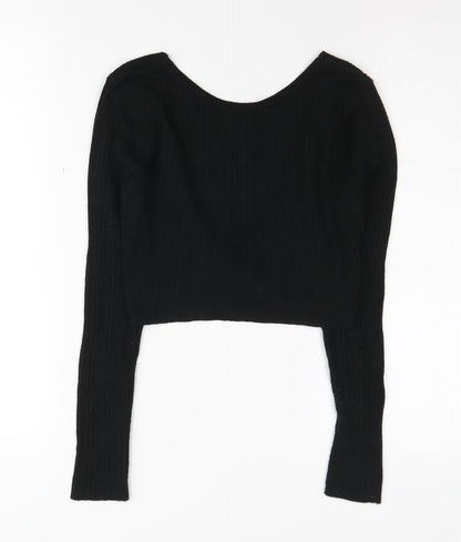 Back view of ASOS DESIGN Black Cropped Women's Knit Top