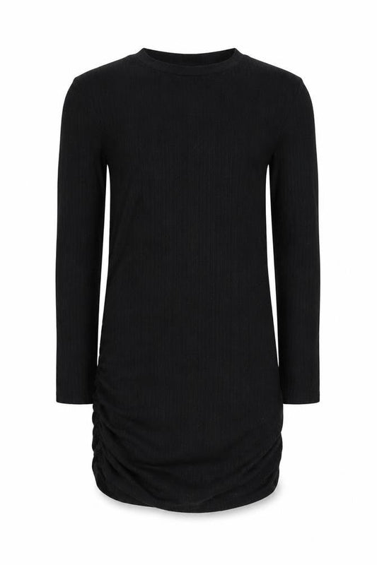 H&M Girls Black Ruched Long Sleeve Dress Size 10-12 Years