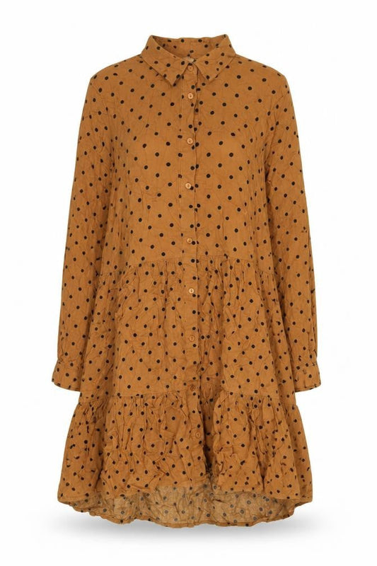 Stradivarius Women's Brown Polka Dot Dress, Size S