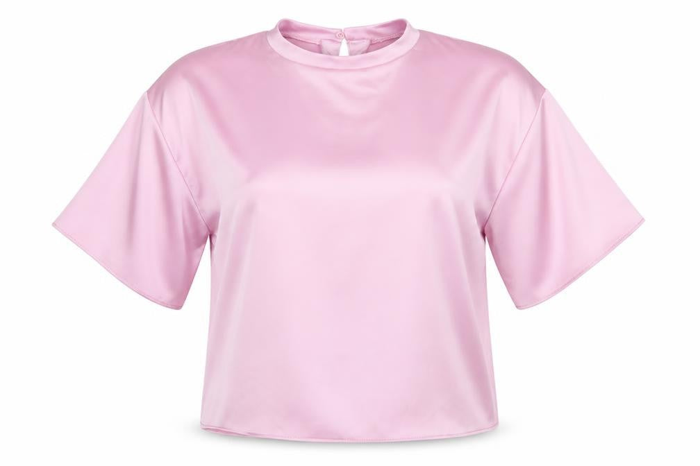 Zara Women's Pink Basic Satin Blouse, 2XS Regular Fit