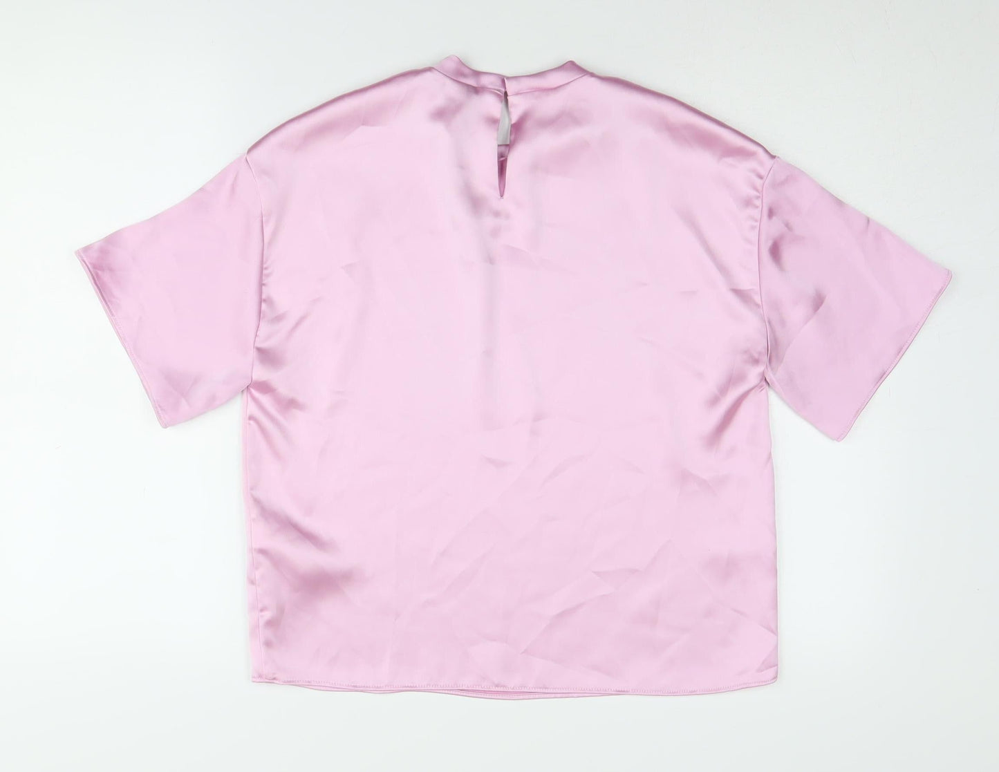 Zara Women's Pink Basic Satin Blouse, 2XS Regular Fit