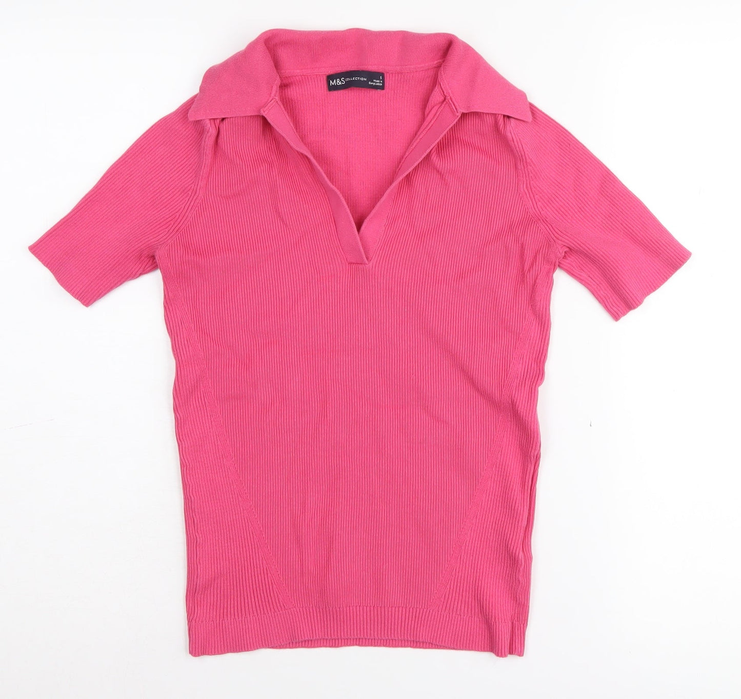 Marks and Spencer Women's Pink Short Sleeve Polo, Size S