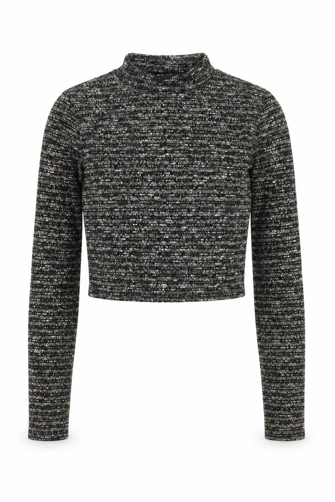 Missguided Women's Black Cropped Mock Neck Blouse, Size 6