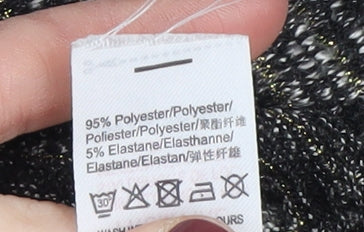 Close-up detail of Missguided Women's Black Cropped Mock Neck Blouse, size 6