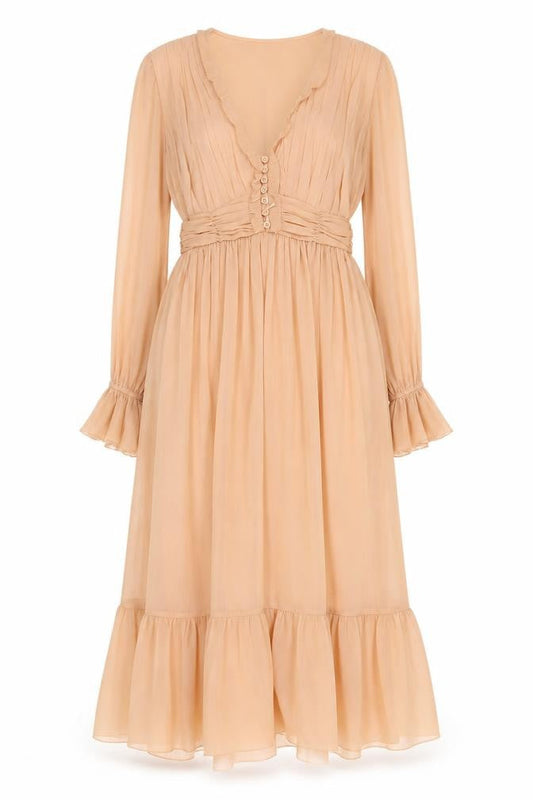 French Connection Women's Beige A-Line Midi Dress Size 8