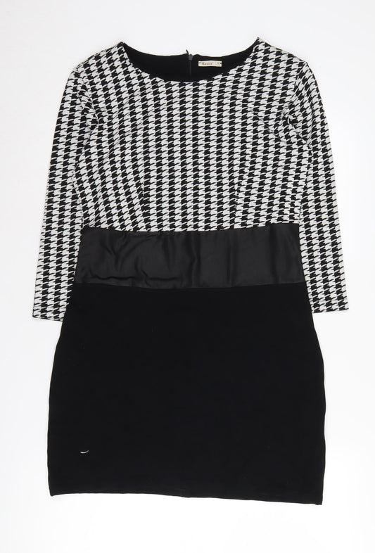 Masica Women's Black Houndstooth Sheath Dress M