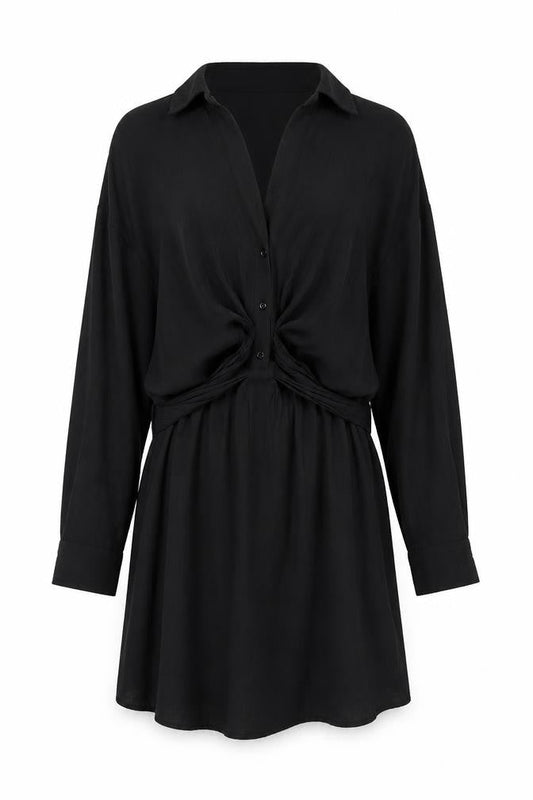 Zara Women's Black Long Sleeve Collared Dress M