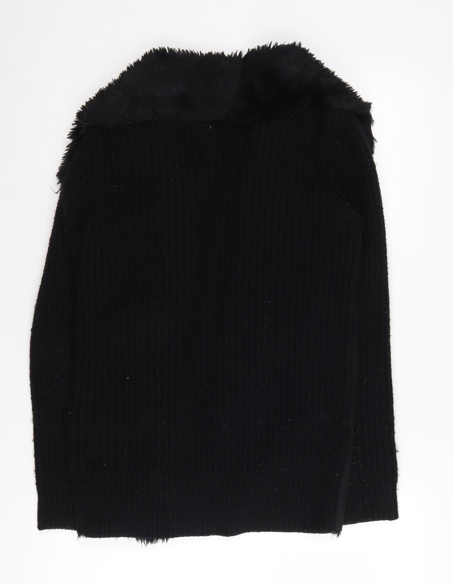 New Look Women's Black Fur Trim Cardigan S