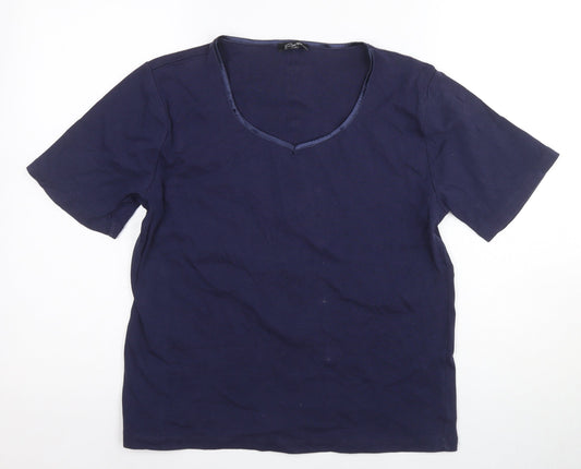 E. Viva Women's Blue T-Shirt Size 16 V-Neck