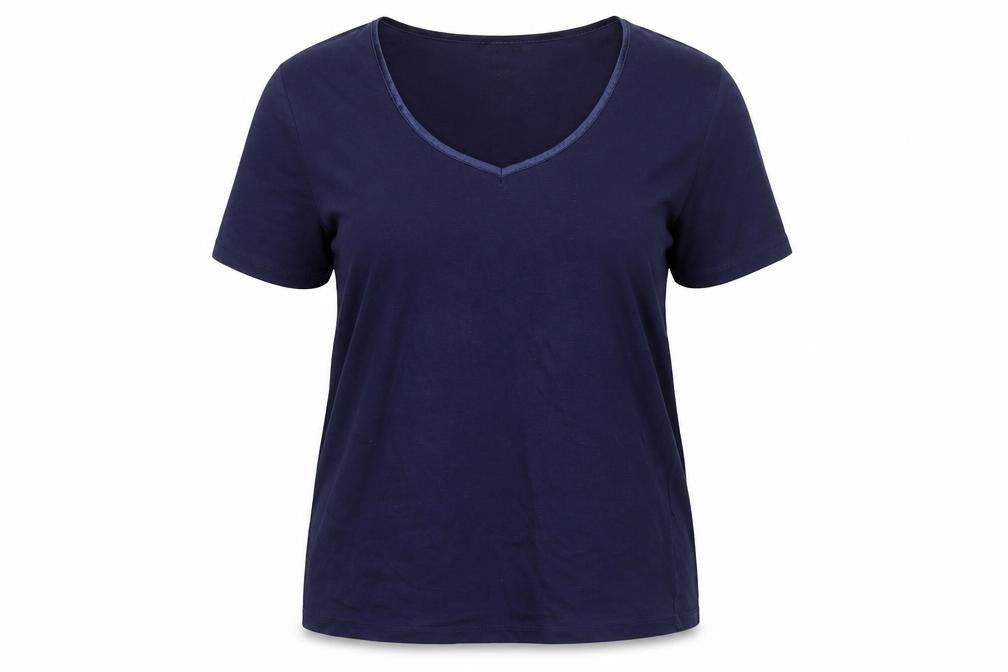 E. Viva Women's Blue T-Shirt Size 16 V-Neck