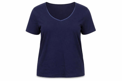 E. Viva Women's Blue T-Shirt Size 16 V-Neck