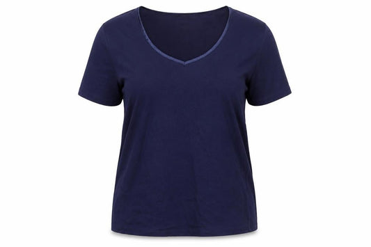 E. Viva Women's Blue T-Shirt Size 16 V-Neck