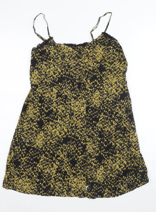 eooe Women's XS Black Yellow Slip Dress
