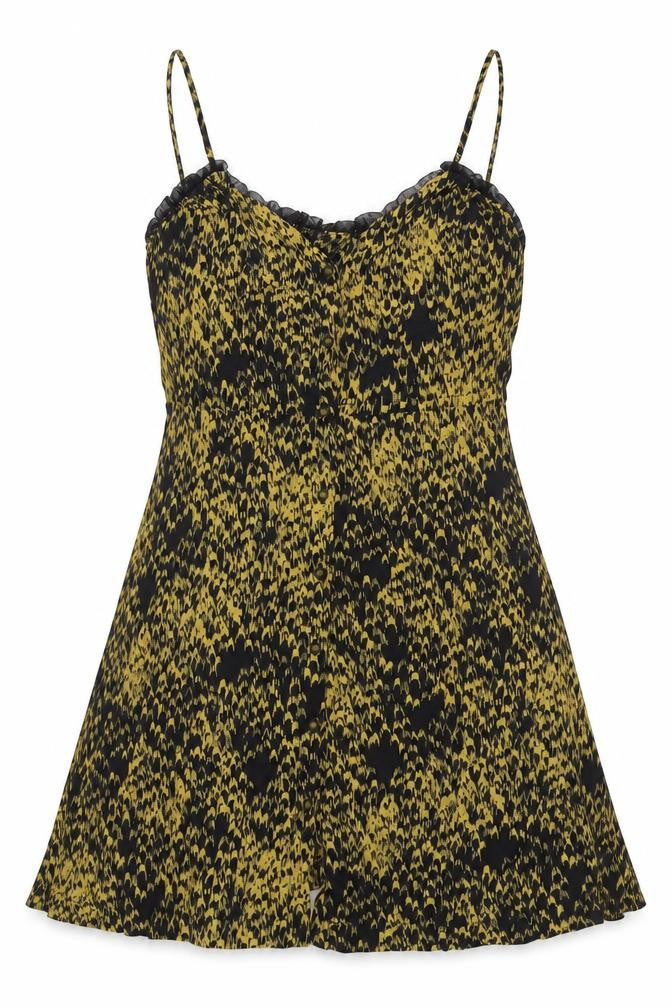 eooe Women's XS Black Yellow Slip Dress