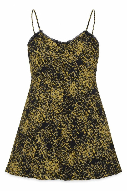 eooe Women's XS Black Yellow Slip Dress